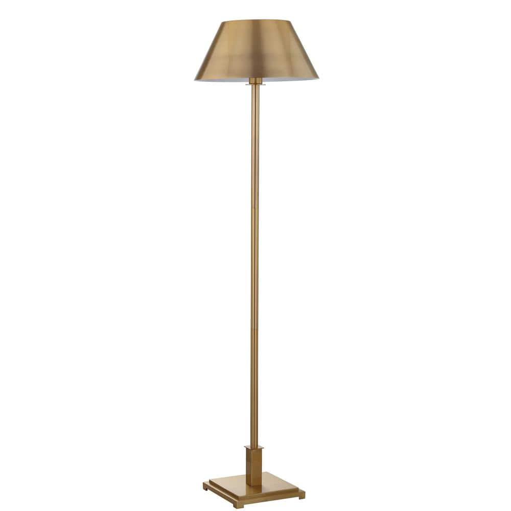 JONATHAN Y JYL6005B Roxy 60" Metal LED Floor Lamp, Contemporary, Transitional for living room, dinning room, bedroom, office Bulb Included, Brushed Brass