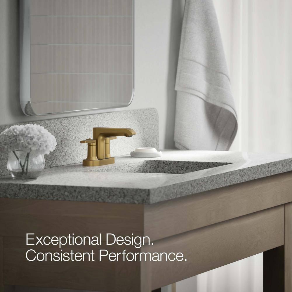 Kohler Hint Centerset 4 inch Bathroom Faucet with Pop-Up Drain Assembly, 2-Handle Bathroom Sink Faucet, 1.2 gpm
