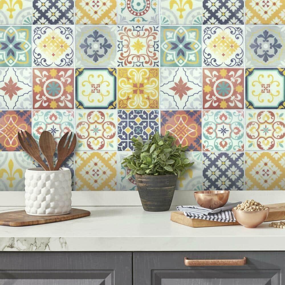 10.5'' W x 10.5'' L PVC Peel and Stick Field Tile