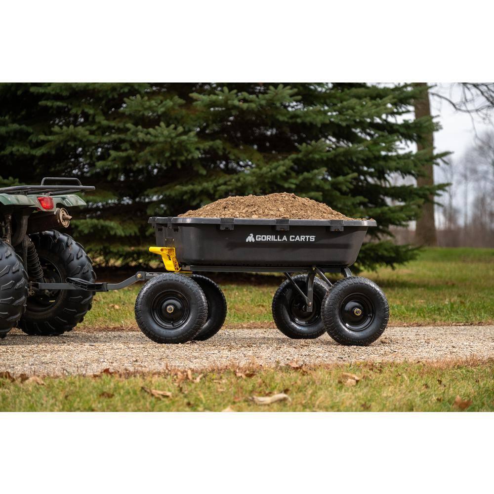 Gorilla Carts Heavy Duty 12 Cubic Foot Poly Yard Dump Cart, Garden Wheelbarrow Wagon with Pneumatic Flat Free Tires for Outdoor Lawn Utility, Black