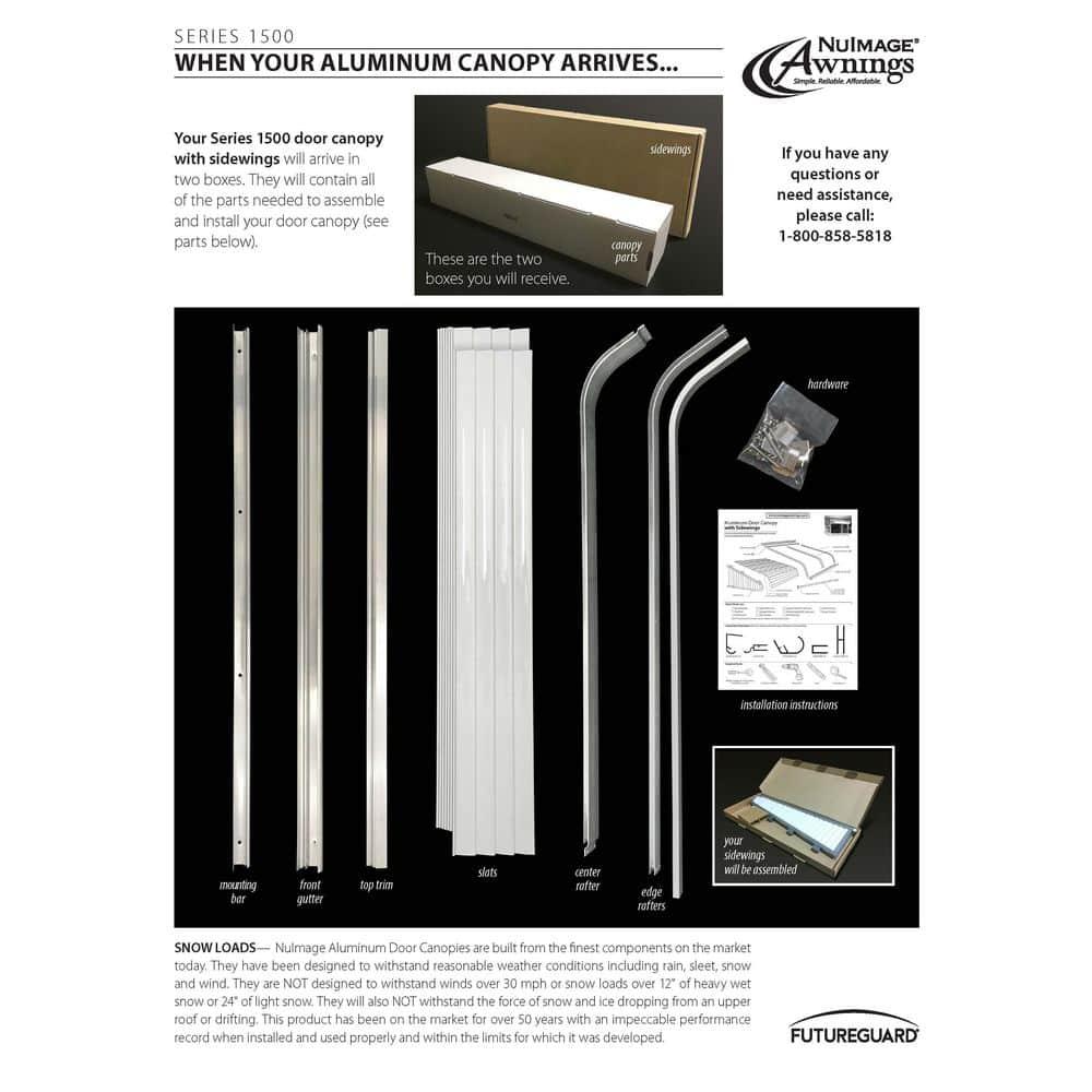 4 ft. 1500 Series Door Canopy Aluminum Fixed Awning (12 in. H x 42 in. D) in Black