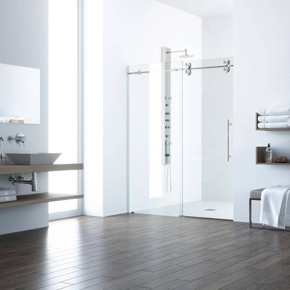Elan 56-60" W x 74" H Sliding Frameless Shower Door with 3/8" Clear Glass