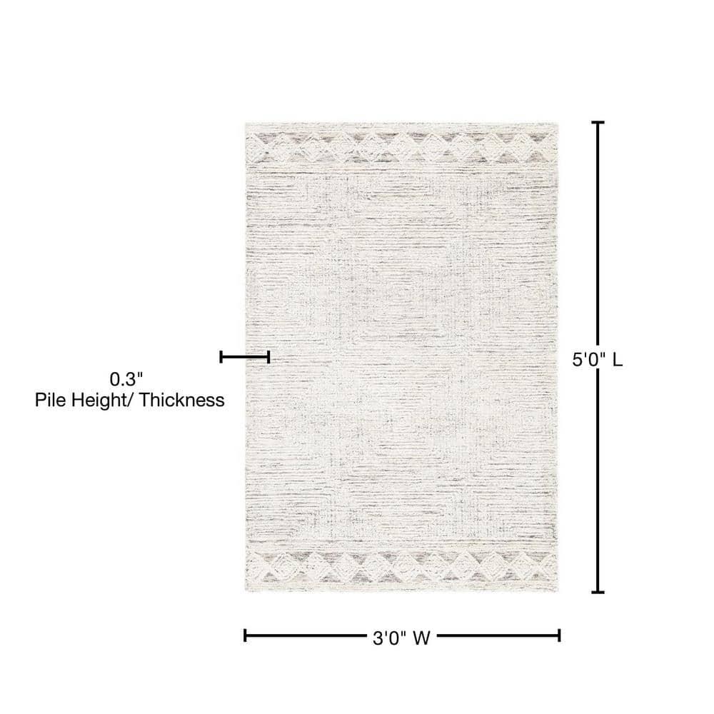 Abstract ABT349 Hand Tufted Area Rug - Ivory/Grey - 3'x5' - Safavieh .