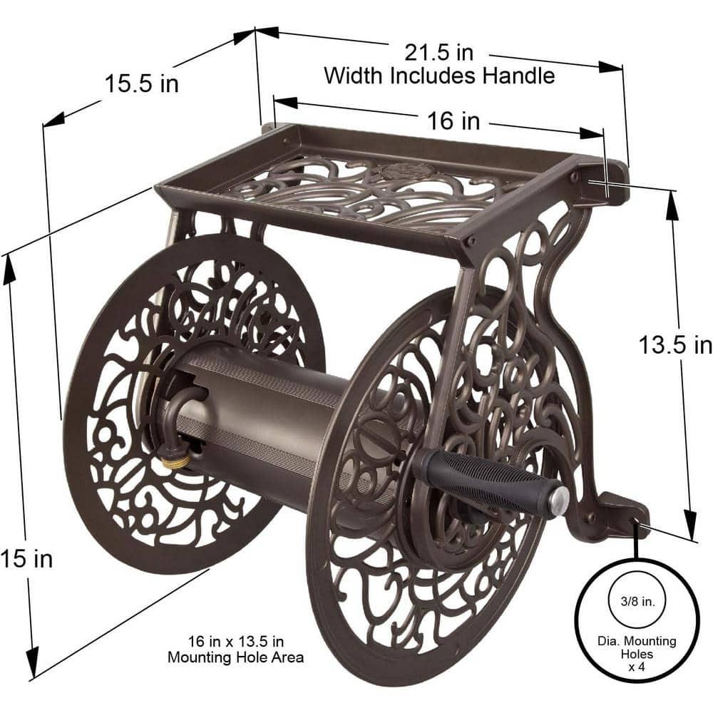 Liberty Garden LBG-704 125' Steel Decorative Garden Hose Wall Mounted Reel
