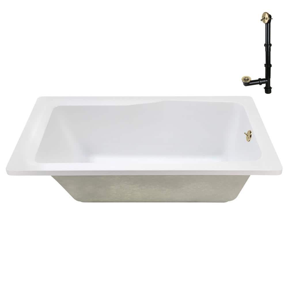 60'' x 32'' Acrylic Soaking Drop-In Bathtub, Drain Included