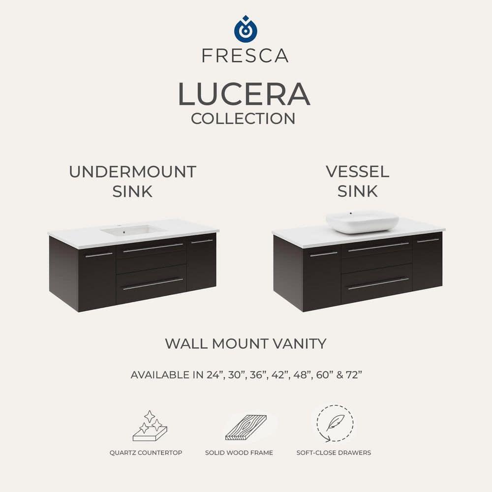 Lucera 72" Wall Mount Modern Bathroom Vanity with Top & Double Vessel Sinks - Faucets Not Included