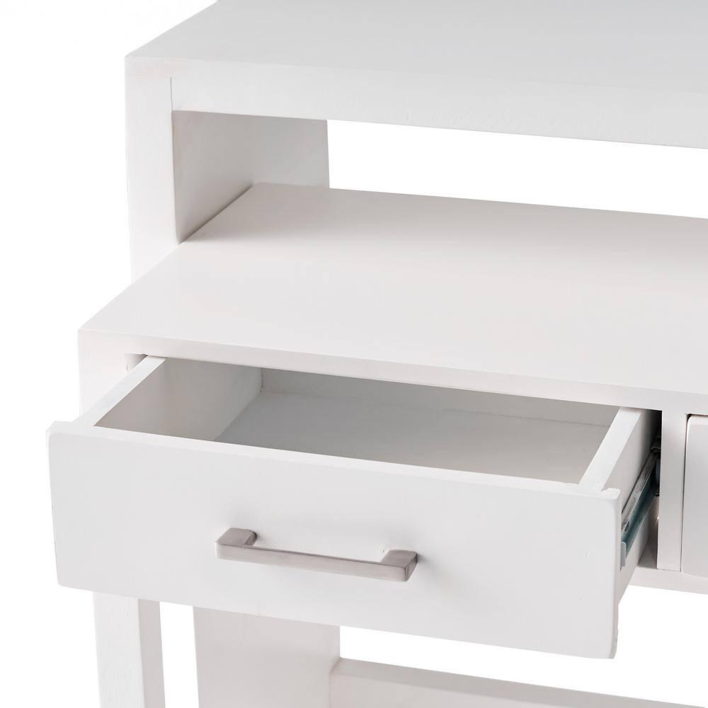 Noble House Elina Mango Wood Secretary Desk with Storage, White