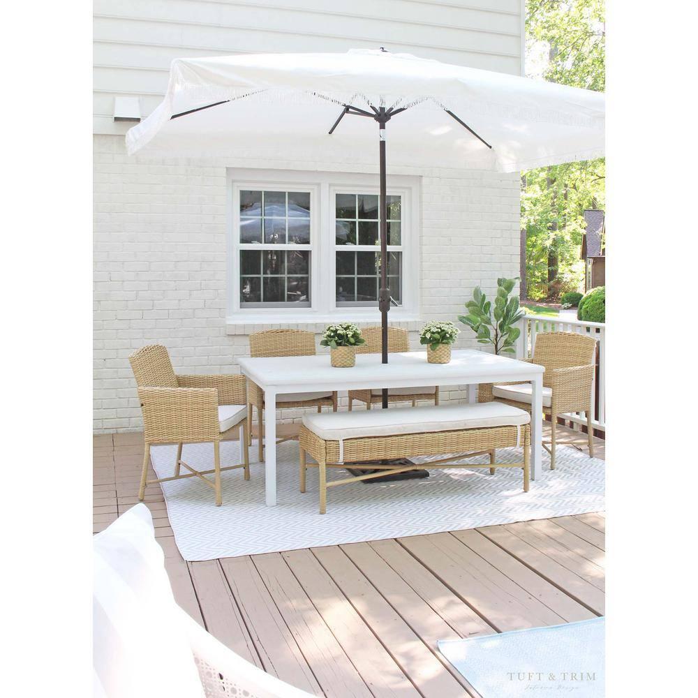 SAFAVIEH Bermuda Amina Geometric Chevron Indoor/Outdoor Area Rug Light Blue/Cream, 8' x 10'