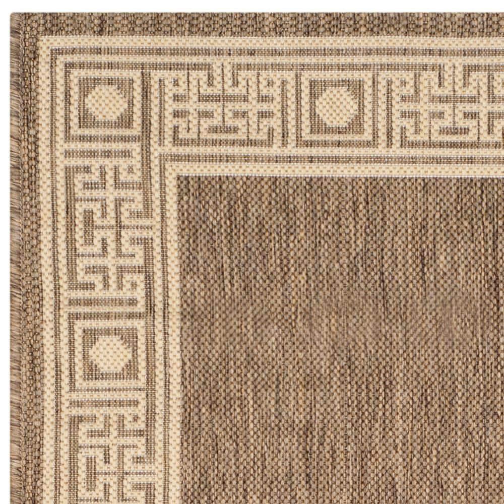SAFAVIEH Courtyard Chase Oriental Indoor/Outdoor Area Rug, Dark Beige/Beige, 2'7" x 5'