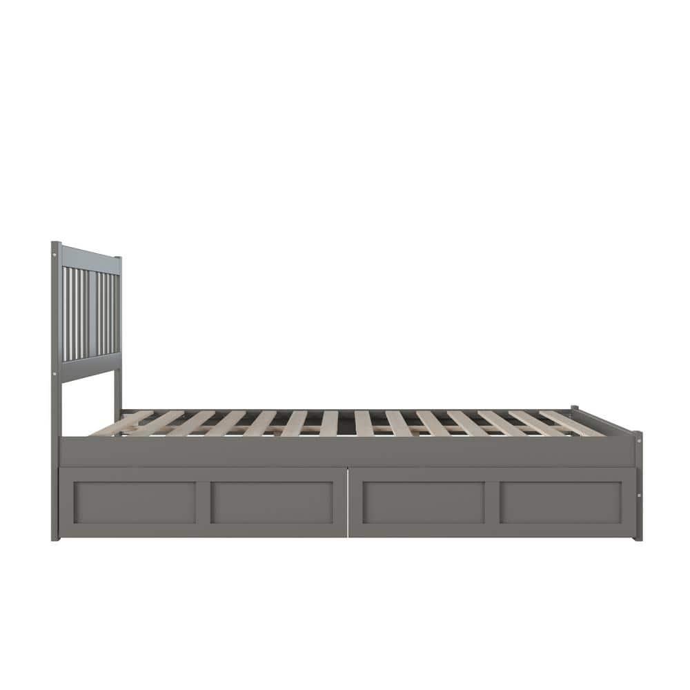 Tahoe Queen Bed with USB Turbo Charger & 2 Extra Long Drawers, Grey