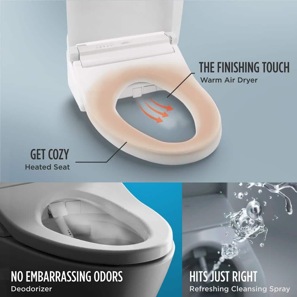TOTO® Drake® WASHLET®+ Two-Piece Elongated 1.28 GPF Universal Height TORNADO FLUSH® Toilet with C5 Bidet Seat, Cotton White - MW7763084CEFG#01