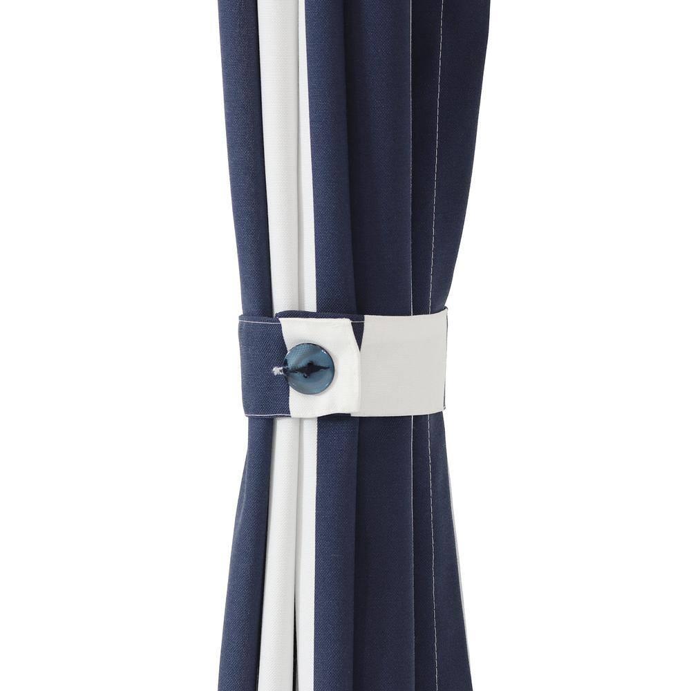 Sunnydaze Modern 2-Piece Blue and White Stripe Light-Filtering Curtain Set
