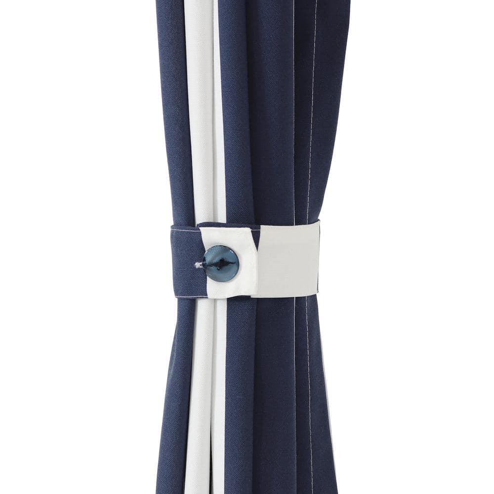 Sunnydaze Modern 2-Piece Blue and White Stripe Light-Filtering Curtain Set