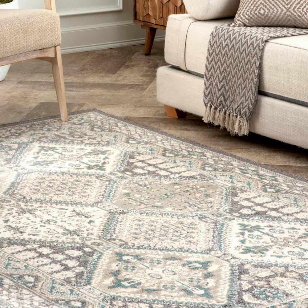 Nuloom 9x12 Becca  Tiled Indoor Area Rug, Charcoal, Faded Transitional Design, Stain Resistant, BedroomLiving Room, Kitchen,