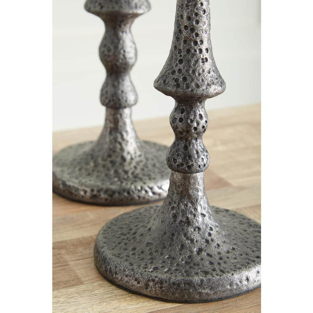 Signature Design by Ashley Casual Eravell Candle Holder, Set of 3, Pewter Finish