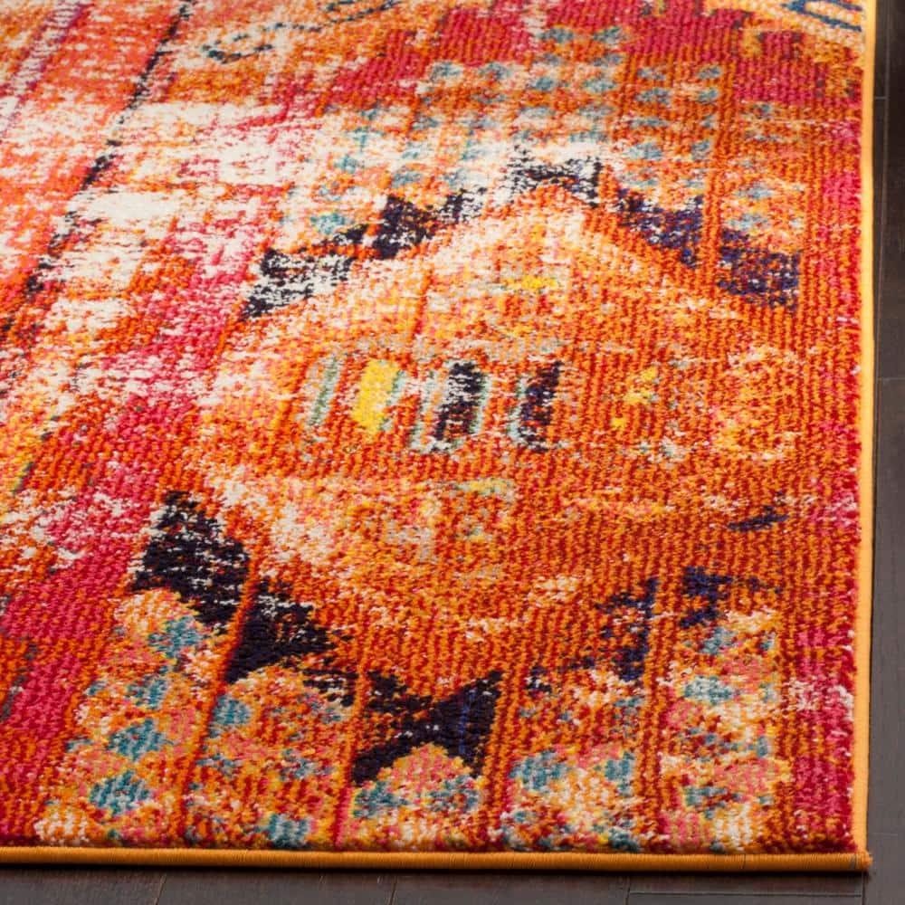 Monaco MNC222 Power Loomed Indoor Area Rug - Orange/Multi - 6'7"x9'2" - Safavieh.
