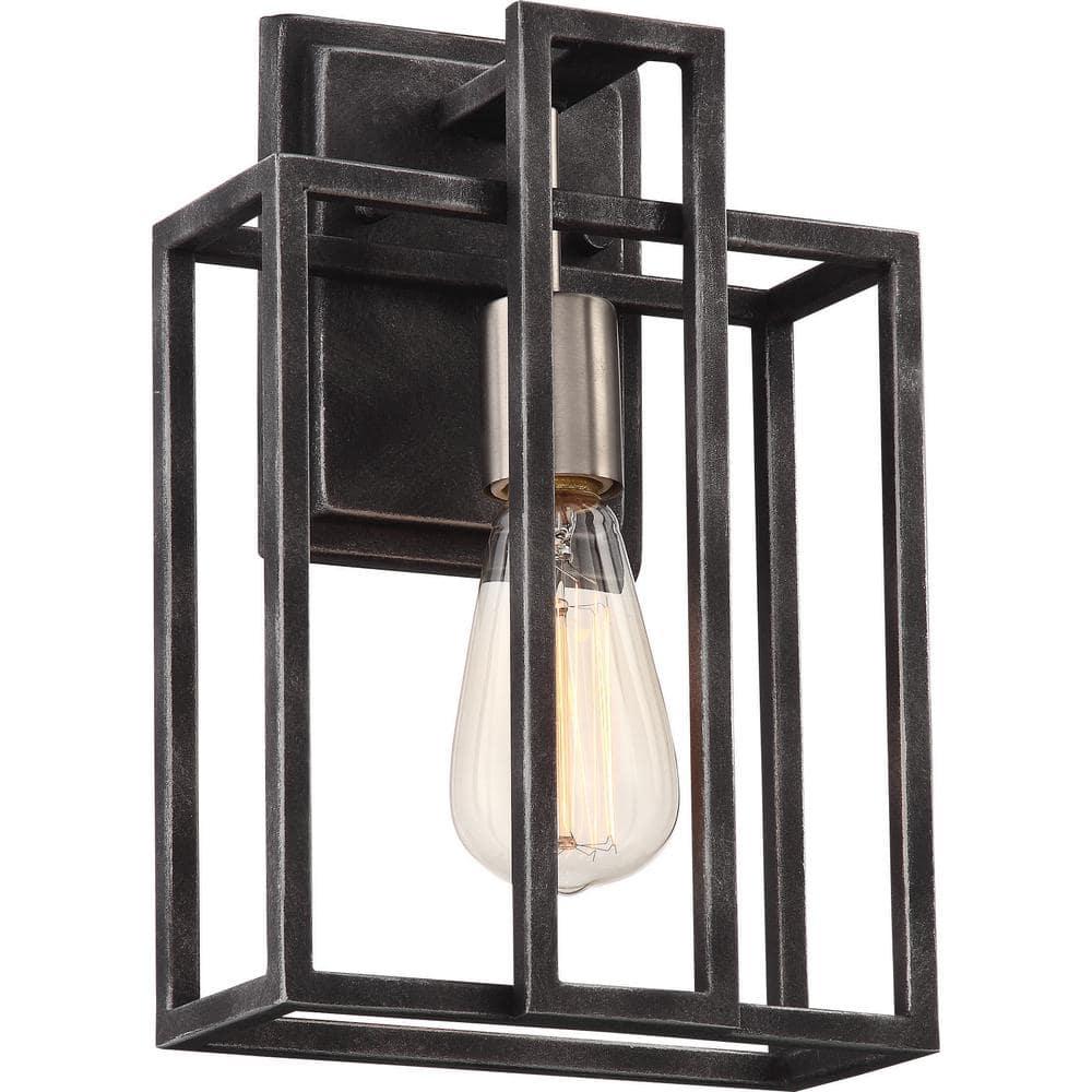 Lake Collection Iron Black and Brushed Nickel Dimmable Wall Sconce