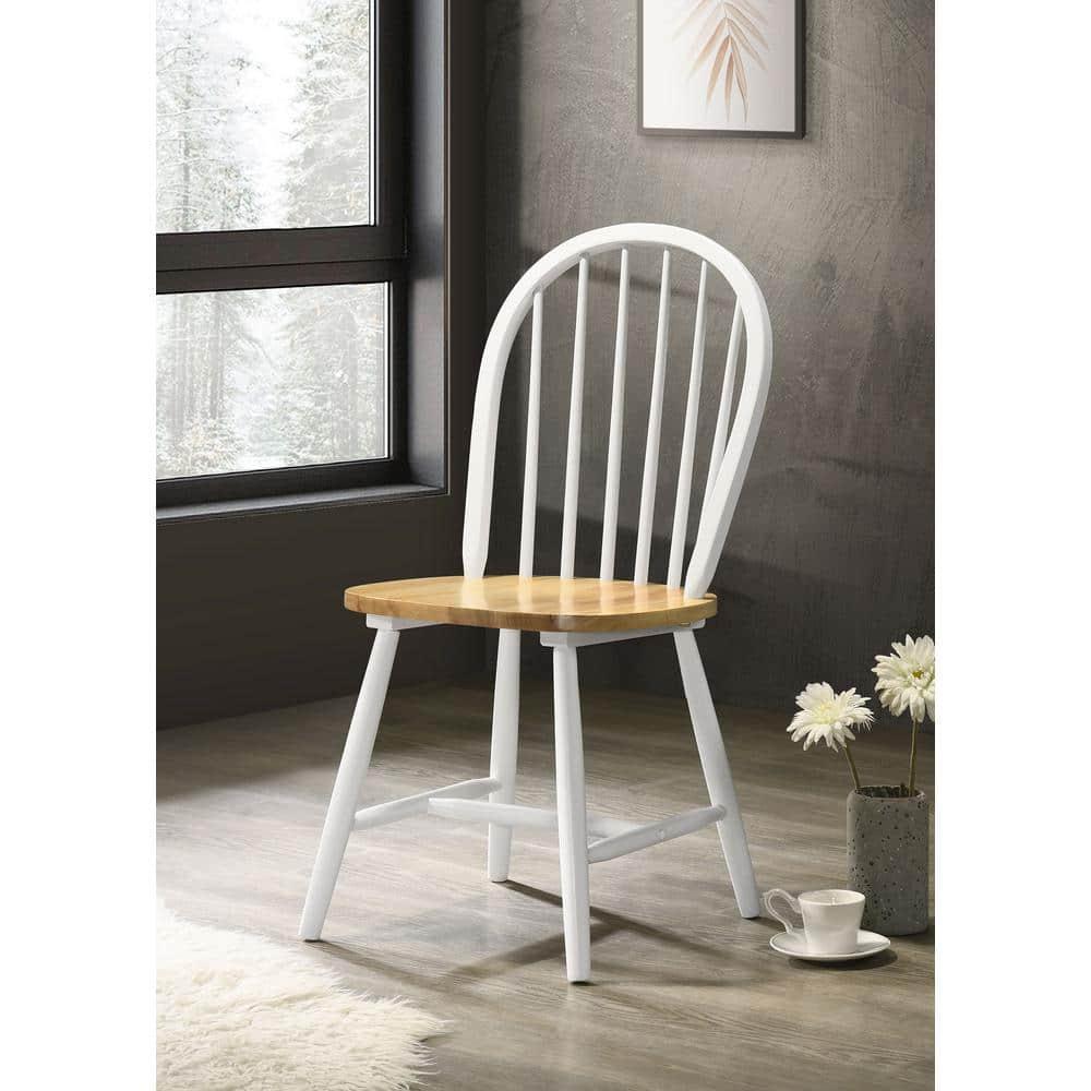 Coaster Farmhouse Windsor Wood Dining Chairs in White