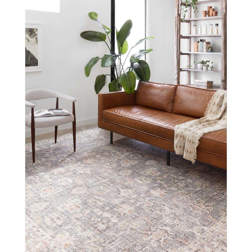 Skye Grey/Apricot 6' x 9' Printed Oriental Area Rug