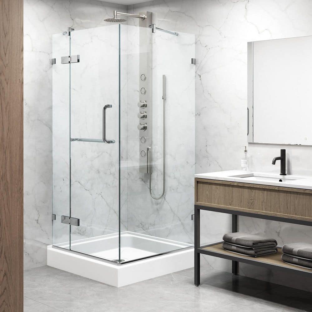 Monteray 36" W x 36" D x 79" H Hinged Frameless Shower Enclosure with 3/8Clear Glass&Base