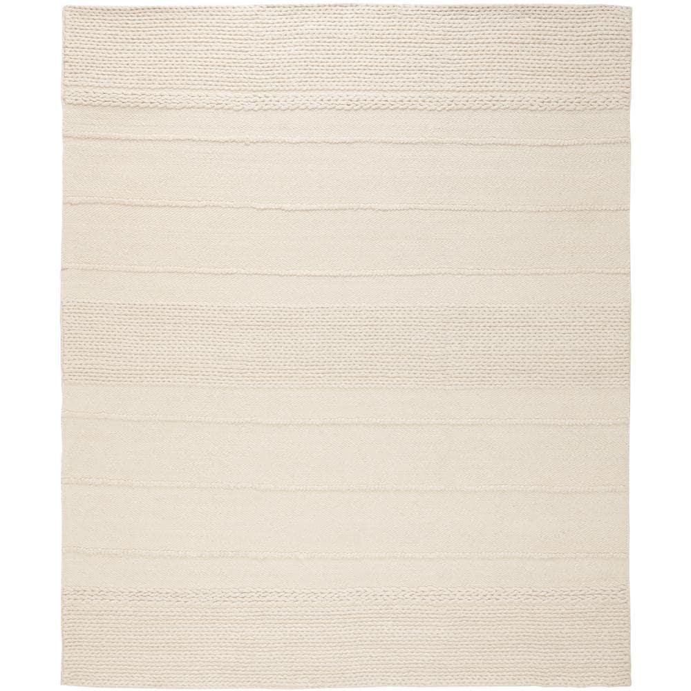 SAFAVIEH Natura Avery Solid Striped Braided Wool Area Rug, Natural, 9' x 12'