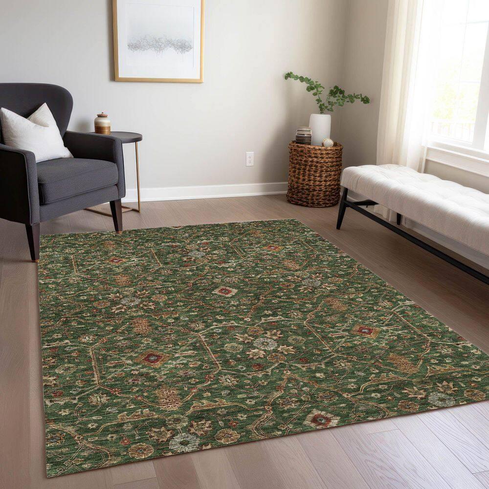 Machine Washable Indoor/Outdoor Chantille ACN1130 Emerald Rug