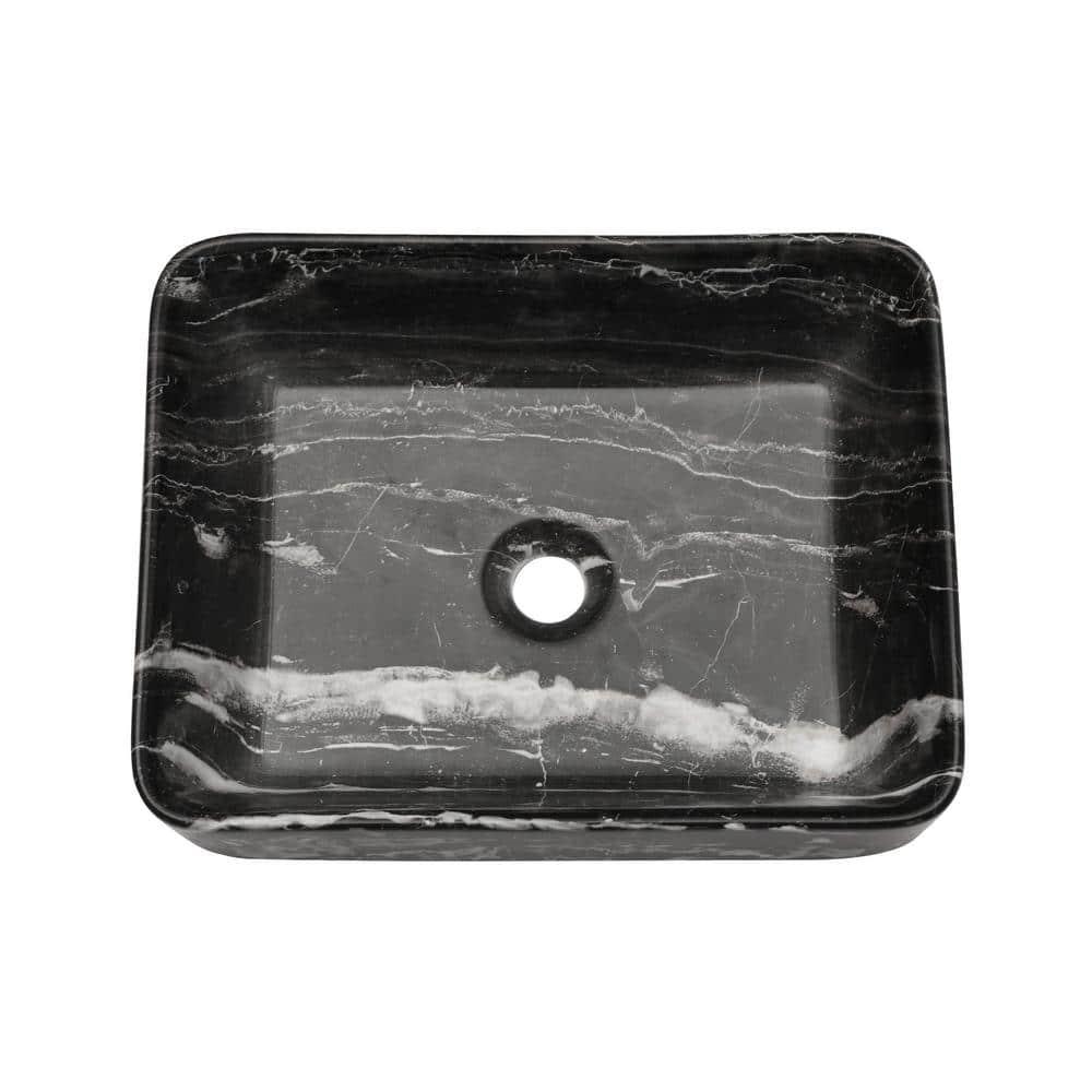 COUOKO COUOKO 19''L x 15"W Black Marble Ceramic Rectangular Vessel Bathroom Sink C-VSF1915-M
