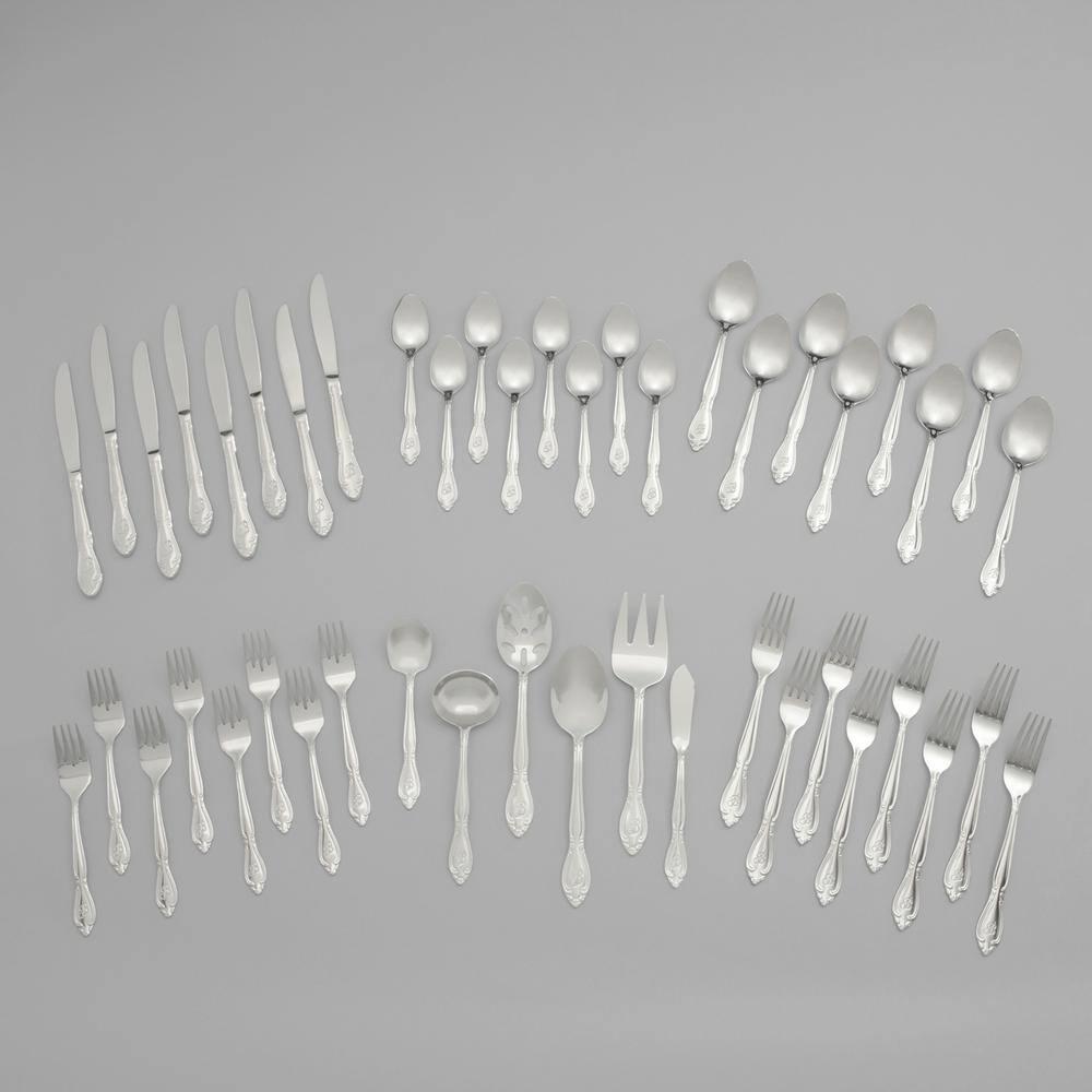 RiverRidge Rose Letter U 46 -Pieces Polished Traditional Flatware