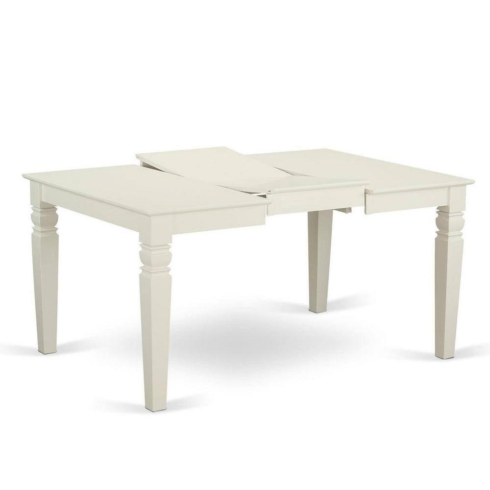 WECE5-WHI-15 5Pc Dining Set Includes a Rectangle Dinette Table with Butterfly Leaf and Four Parson Chairs with Baby Blue Fabric, White Finish