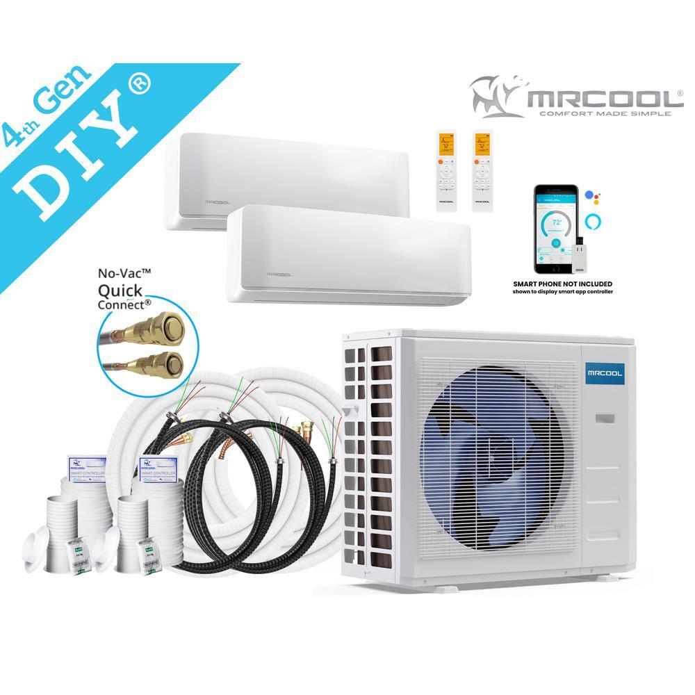 MRCOOL DIY Mini Split - 36,000 BTU 2 Zone Ductless Air Conditioner and Heat Pump with 25 ft. Install Kit, DIYM236HPW03C07