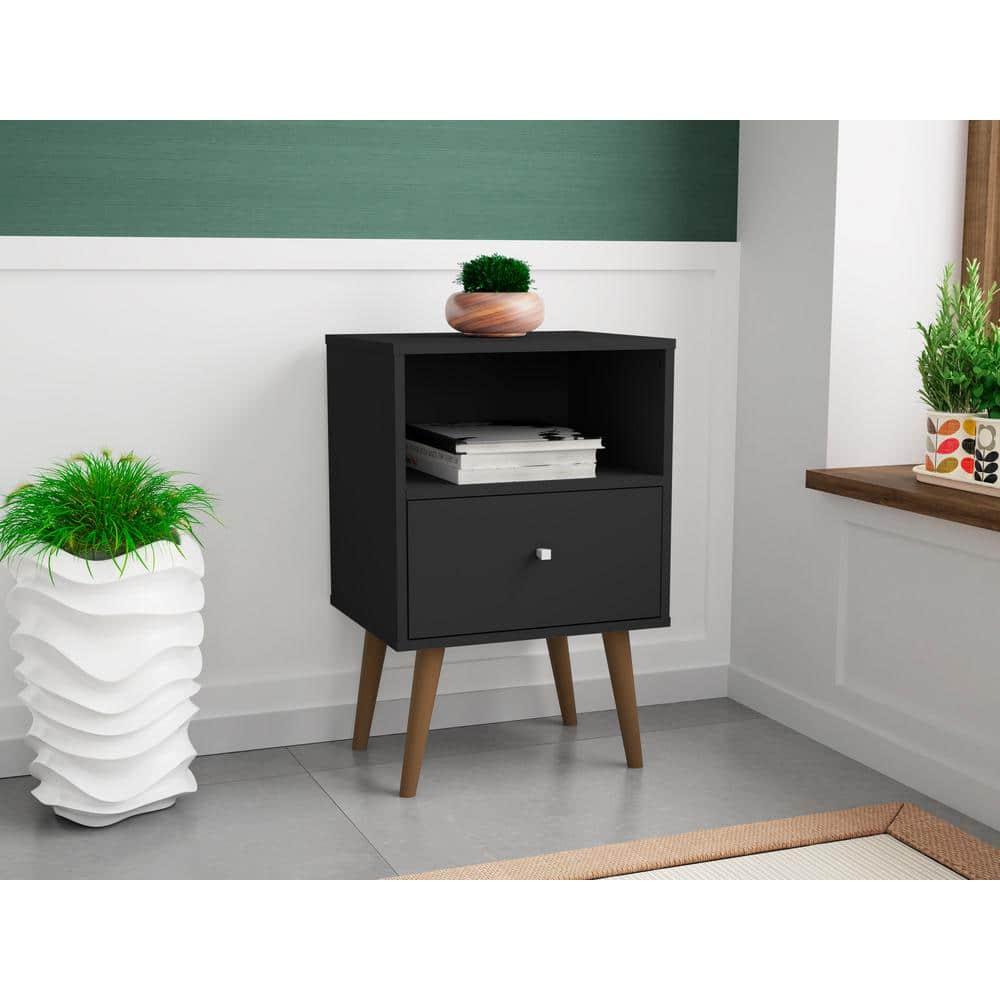 Liberty 1.0 Mid Century Modern Nightstand Black - Manhattan Comfort