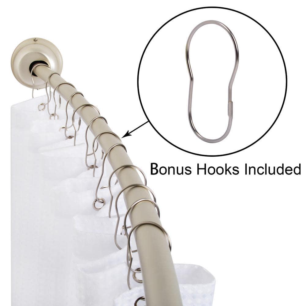Utopia Alley Utopia Alley Rustproof Fixed Mount Single Curved Shower Rod, Aluminum, adjustable from 45" to 72" Wide