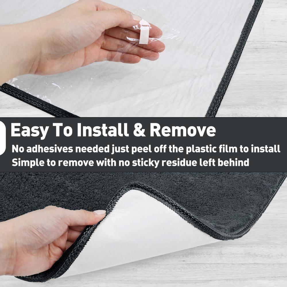 PURE ERA Non-Slip Ultra Plush Soft Bullnose Carpet Stair Treads Set of 14 Tape Free Washable Self Adhesive Dark Grey 9.5" x 30"x1.2"