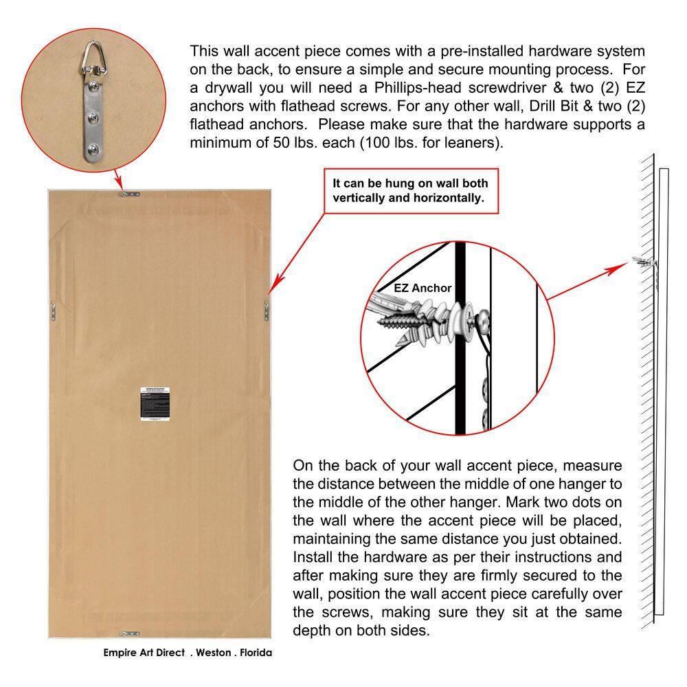 Empire Art Direct Champagne Bead Beveled Rectangle Solid Wood Framed Wall Mirror Ready to Hang, Living Room, Bedroom ＆ Office, 80" x 40"