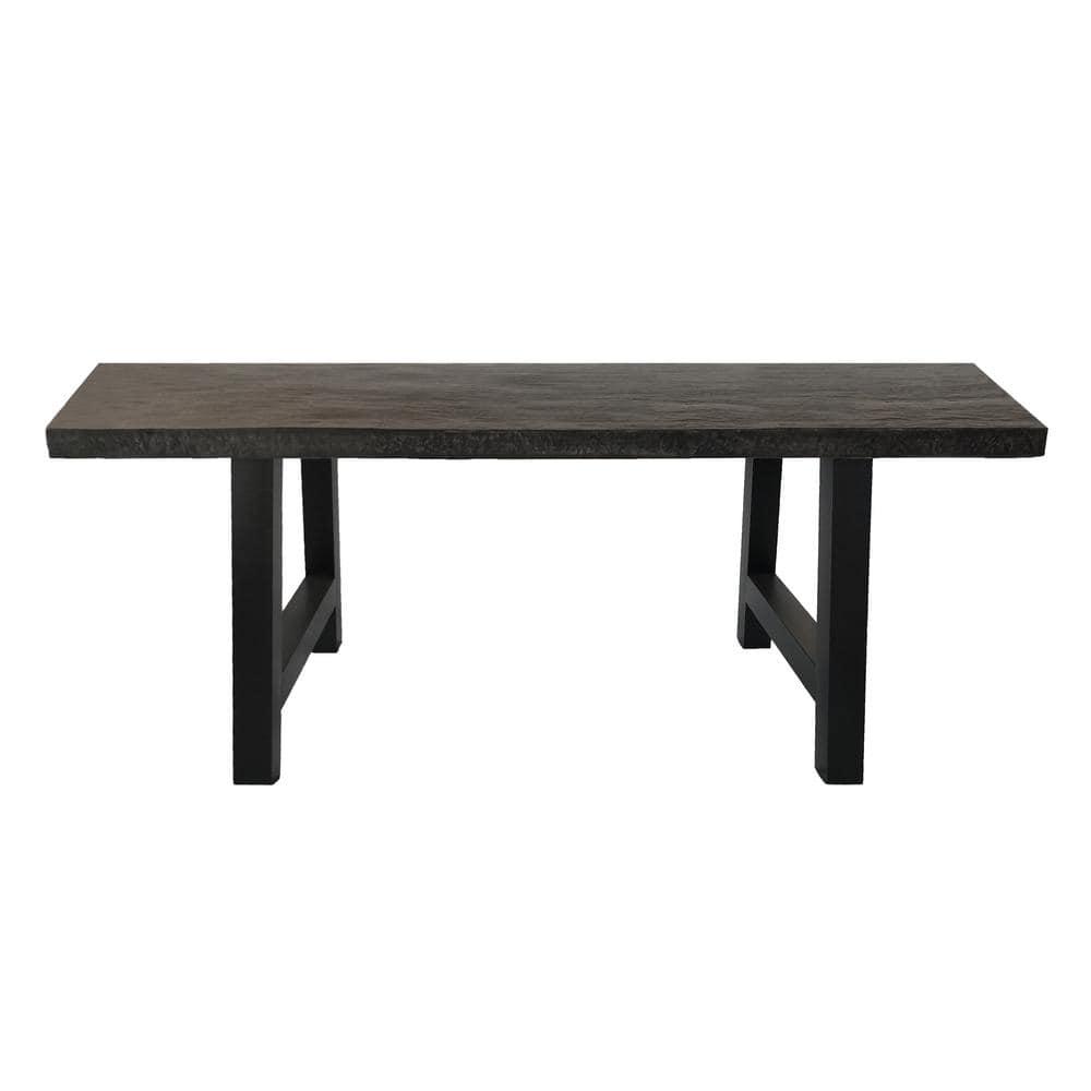 Noble House 70.25" Iron Weather Resistant Outdoor Dining Table, Black