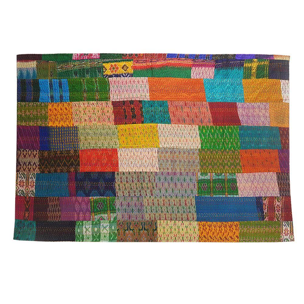 Rajani Home Handmade Kantha Silk Blend Throw Blanket