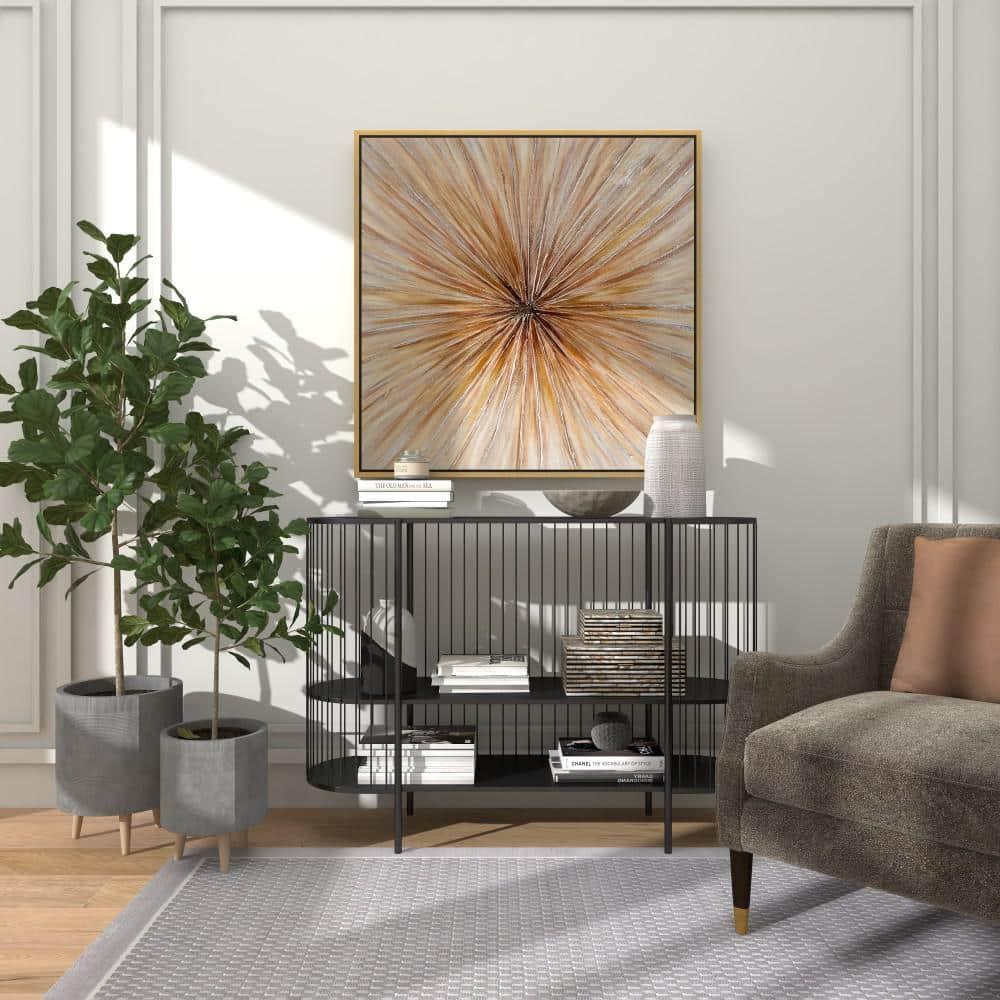 DecMode 13", 16"H Indoor Outdoor Gray Ceramic Planter with Wood Legs (2 Count)