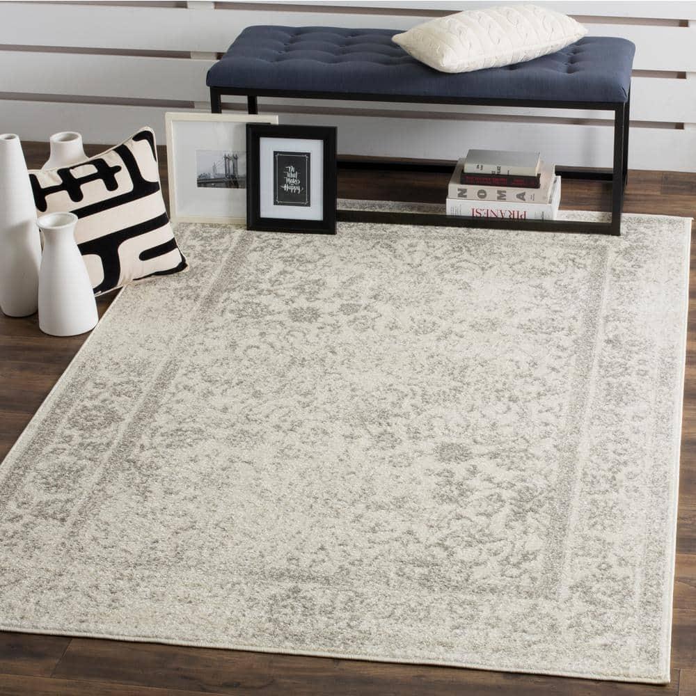 Adirondack ADR109 Machine Made Indoor Area Rug - Ivory/Silver - 12'x12' - Safavieh