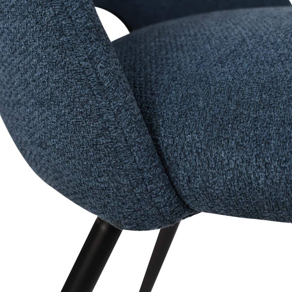 Edwin 21.6" Wider Seat Blue Upholstered Dining Chairs Set Of 2,Modern Kitchen Armless Dining Chair With Black Metal Legs-Maison Boucle