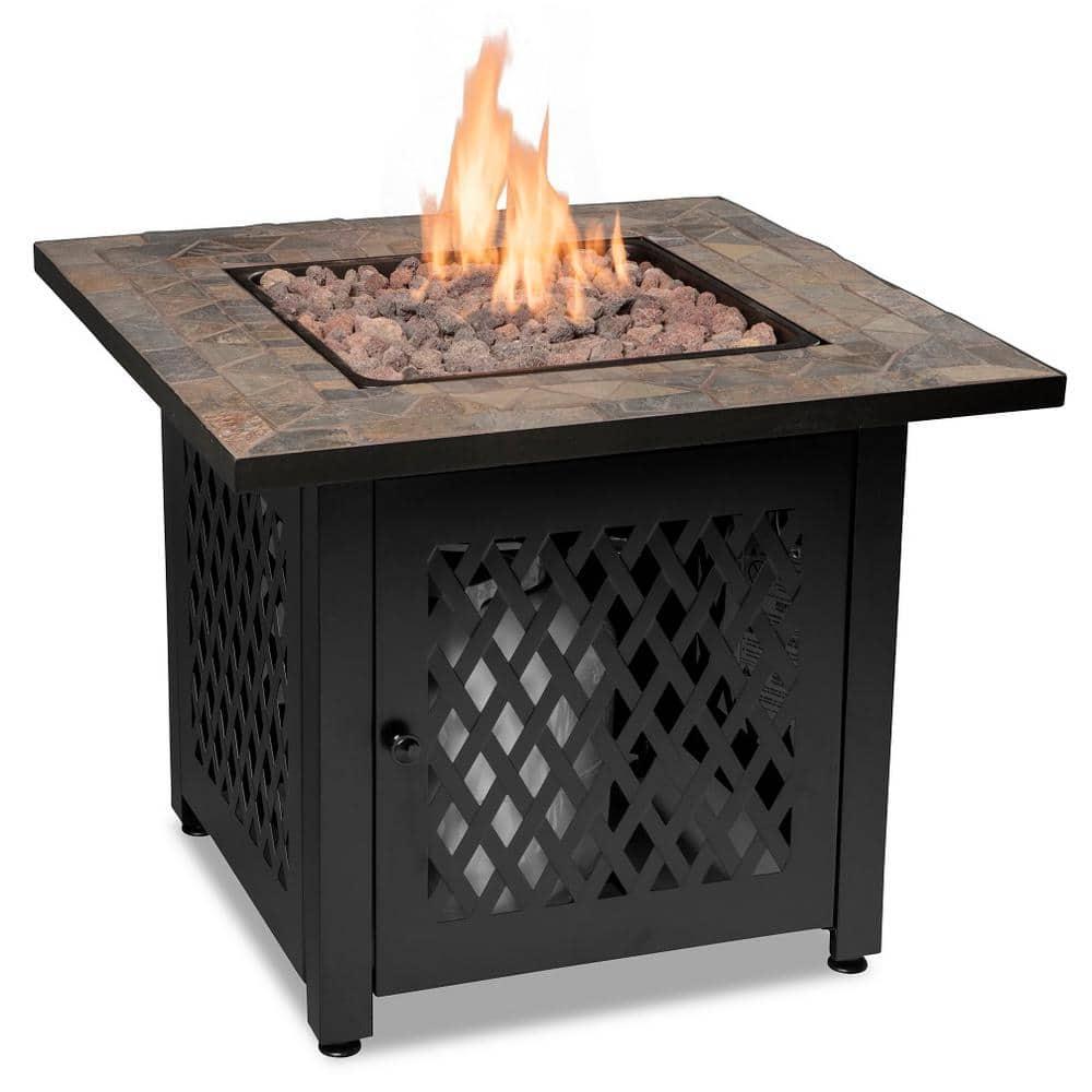 Endless Summer Endless Summer, 30" Square LP Gas Outdoor Fire Pit with Mosaic Slate Tile Mantel