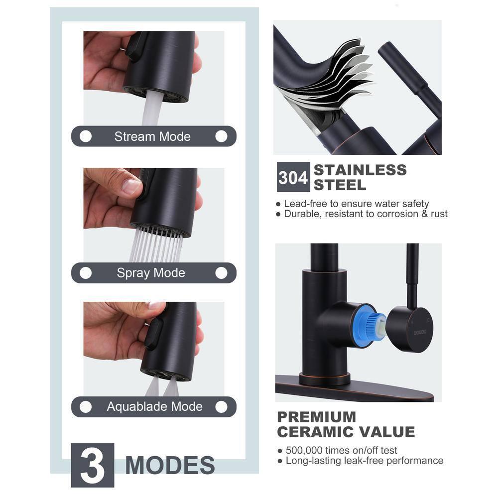 ARCORA ARCORA Stainless Steel Pull-Down Kitchen Faucet and Water Filter Faucet Combo AR7100301RB-L