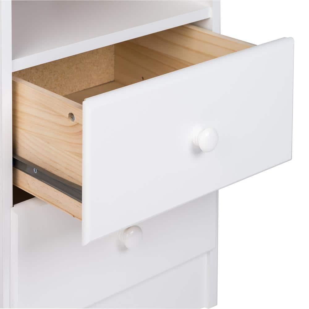 Prepac Astrid 2 Drawer Nightstand White: Modern Style, MDF, Includes Anti-Tip Hardware, for All Ages