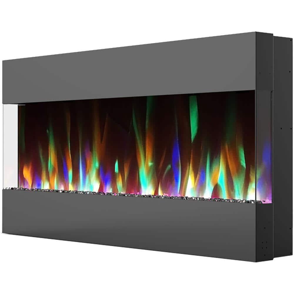 Cambridge Cambridge Recessed Wall Mounted Electric Fireplace with Crystal Rock Display
