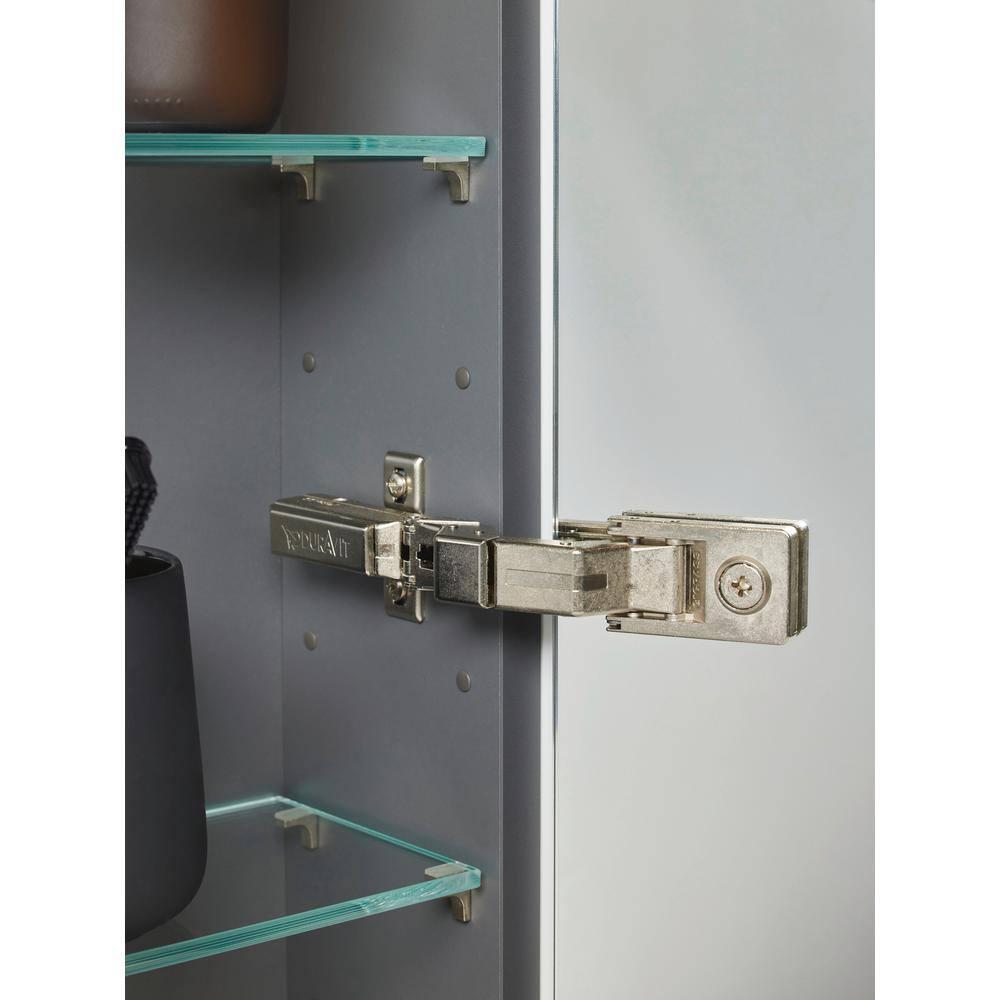 Surface Mount Frameless 1 Door Medicine Cabinet with 2 Shelves and LED Lighting