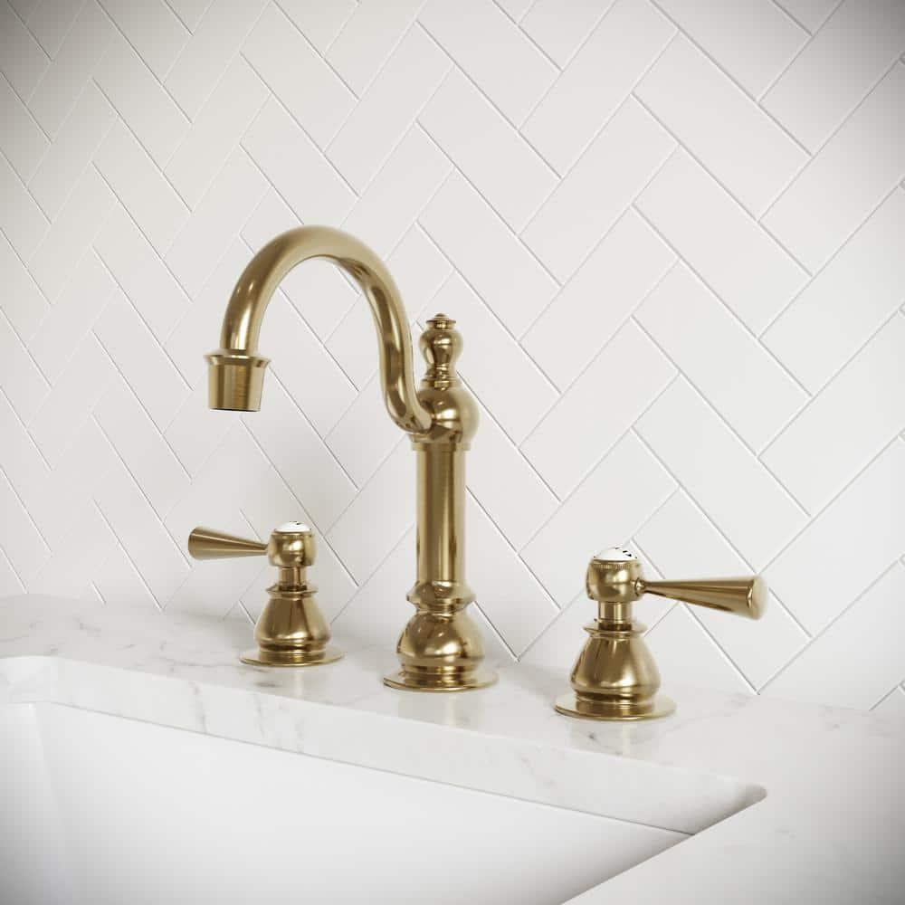 Water Creation  Satin Brass High Arc Torch Lever Handle True Brass Lavatory Faucet