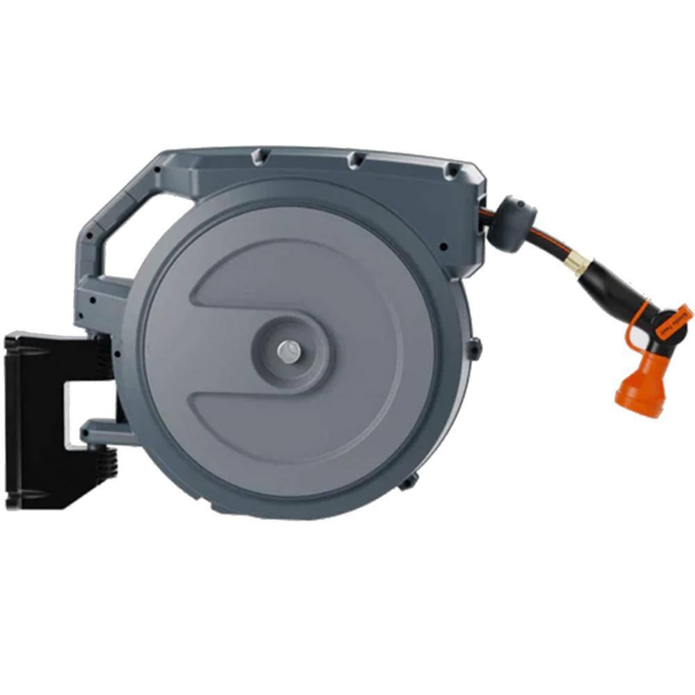 Giraffe Tools 78' Garden Retractable Mounted Hose Hangers Dark Gray