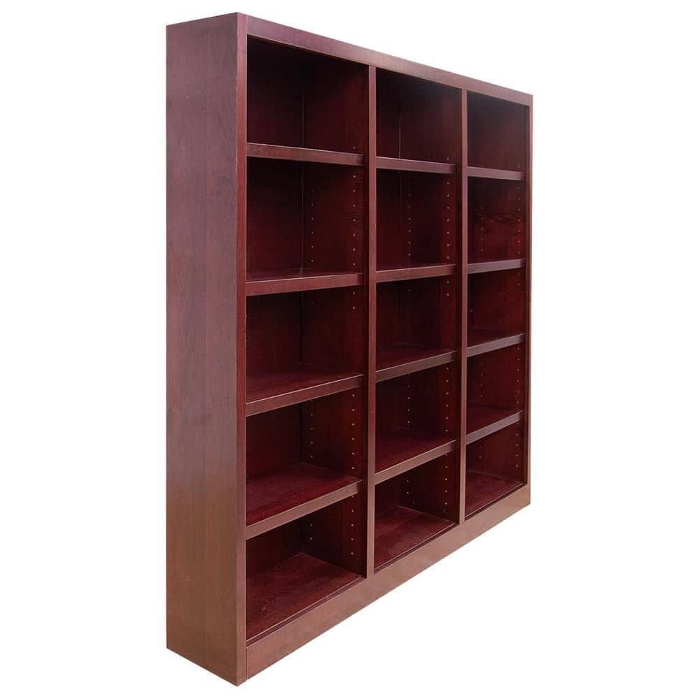 Winston Porter Flannagan Triple Wide Wood Bookcase, 15 Bookshelf, 72 inch Tall Storage and Display Bookshelf for Home Office and Living Room