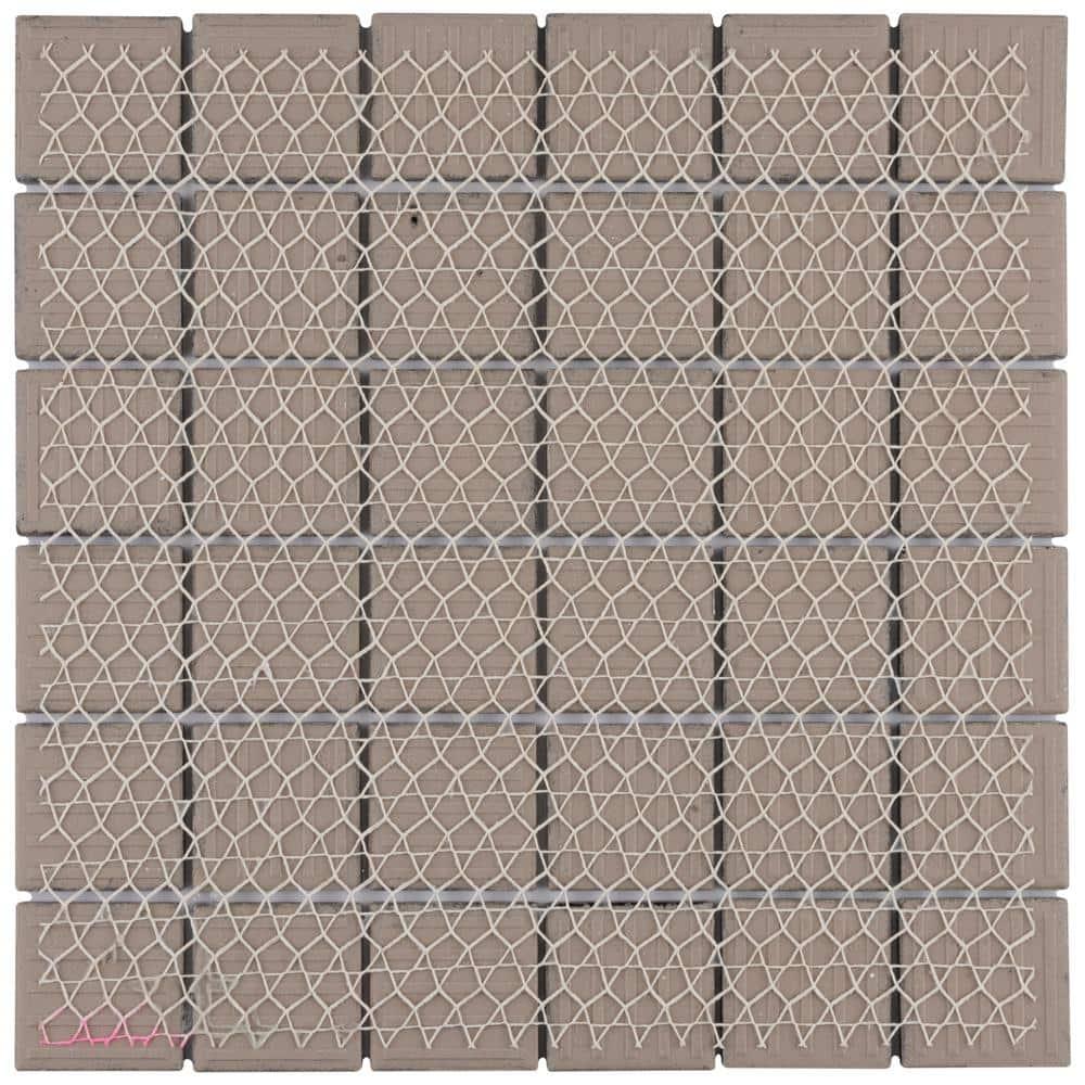 Merola Tile Metro Quad Matte Black 11-3/4" x 11-3/4" Porcelain Mosaic Floor and Wall Tile