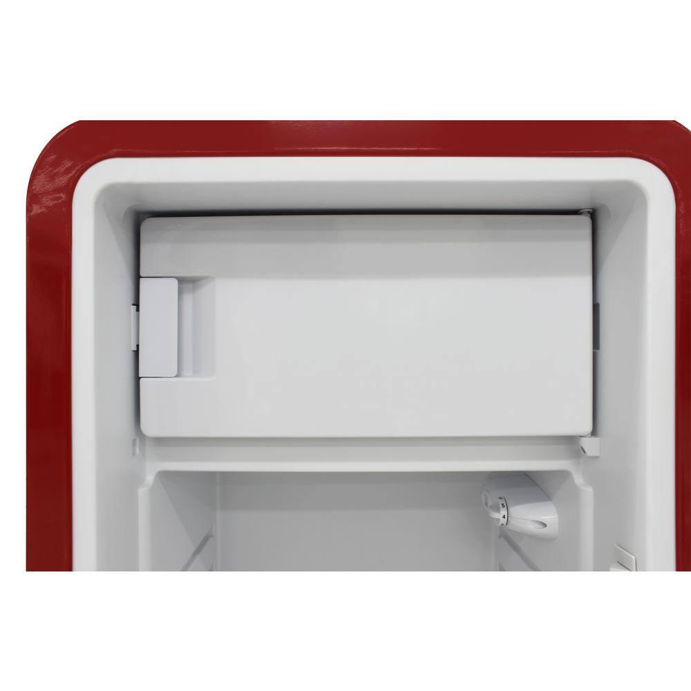 Brama 9.2 Cu.Ft. Retro Red Top-Freezer Refrigerator with Solid Steel Door
