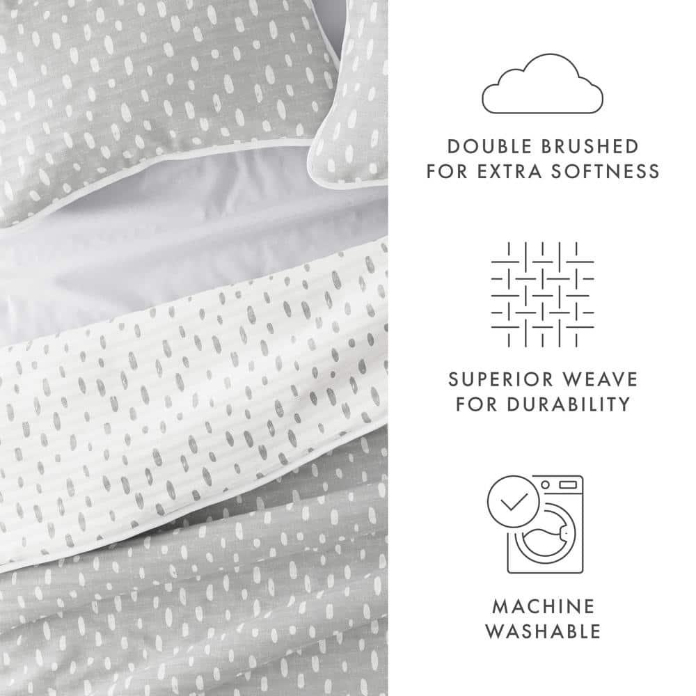 Becky Cameron Gray Polka Dots Pattern Reversible Quilt Set